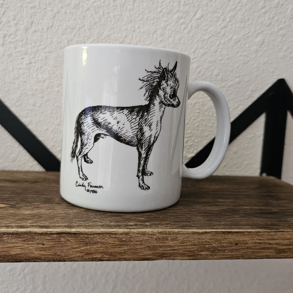 Bronze Colored Metal Chinese Crested Dog Figurine And Mug - Picture 7 of 9